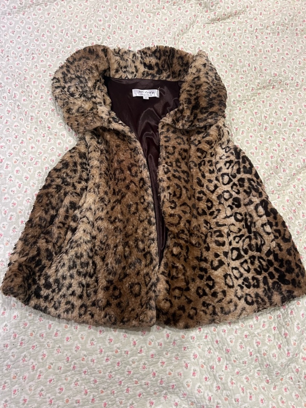 Lovely Melody Leopard-Print Faux Fur Hooded Coat - Brown